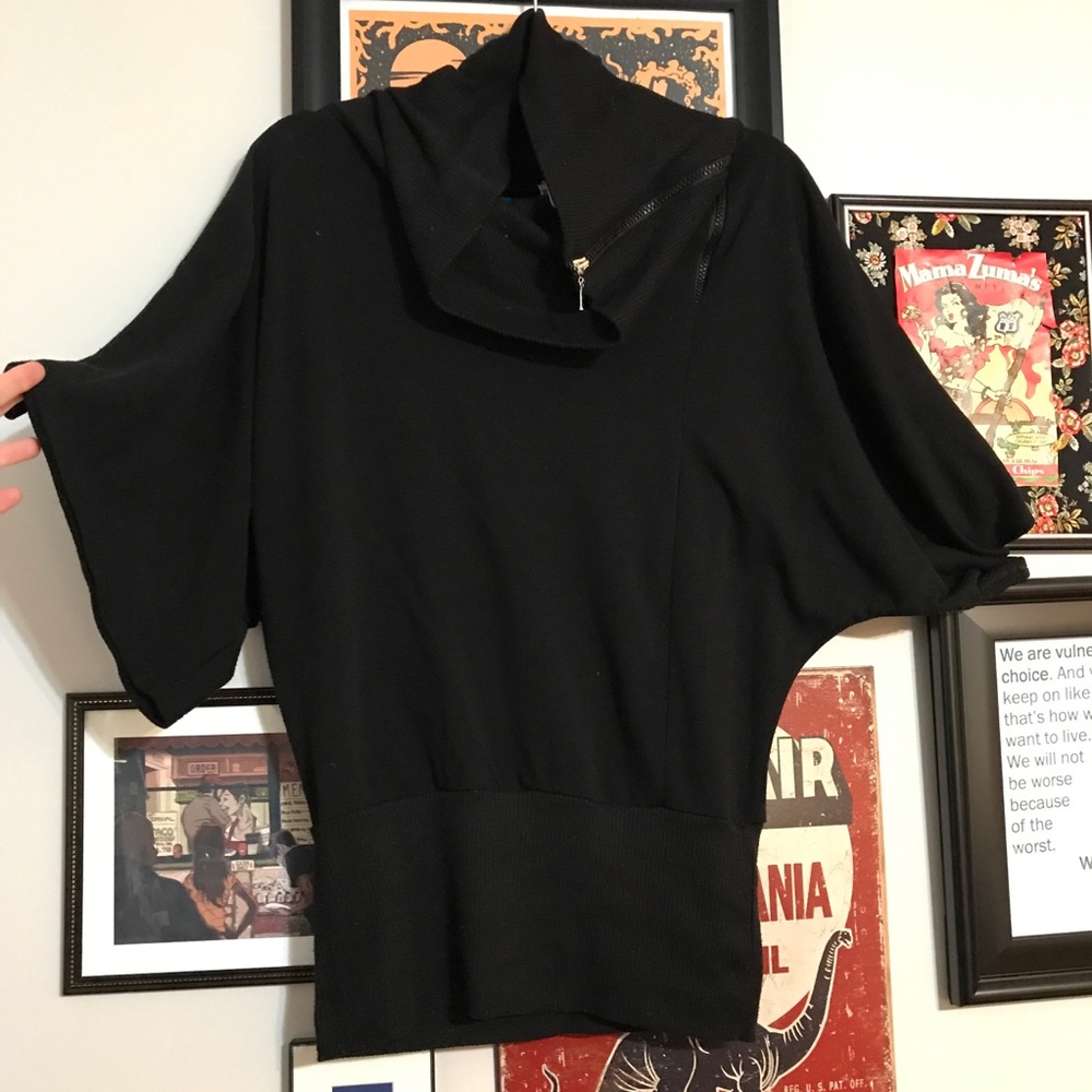 ✨Black Asymmetrical Zip Sweater Tunic